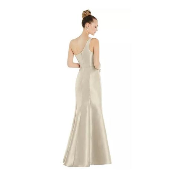 Alfred Sung Champagne One Shoulder Prom Dress - Size 0, EUC - Picture 2 of 7
